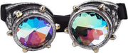Steampunk bril caleidoscoop goggles - oud zilver studs - holografisch