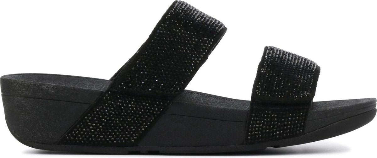 FitFlop  Vrouwen Textiel  Slippers / Damesschoenen Mina slide crysta - Zwart - Maat 39