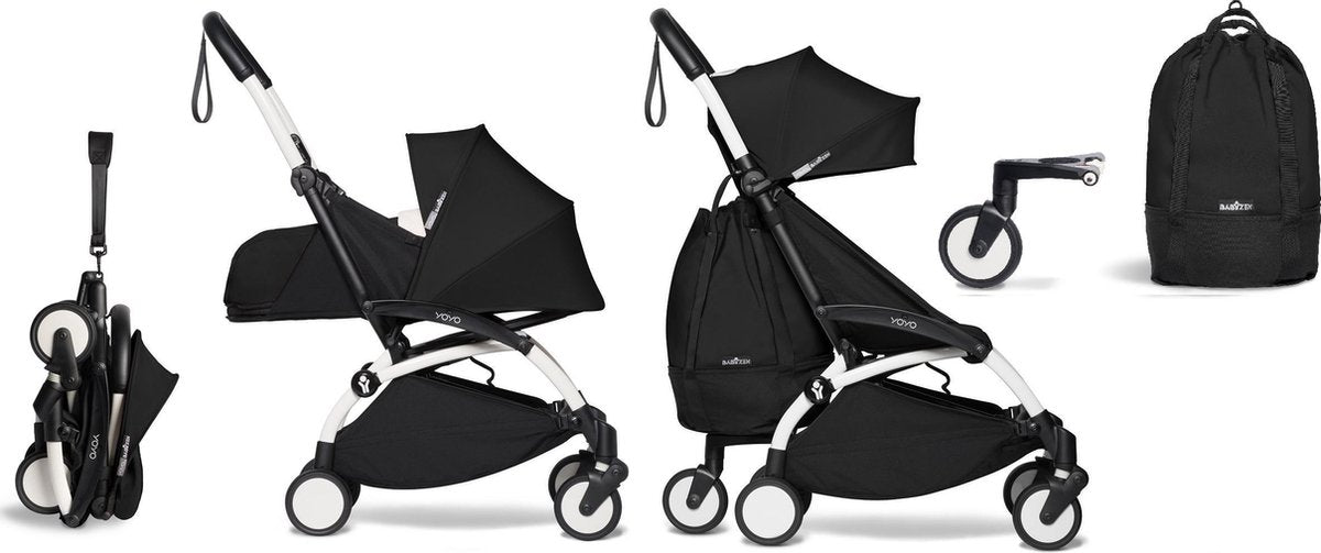 Babyzen YOYO² buggy COMPLEET vanaf de geboorte en inclusief YOYO Bag -  zwart met frame wit
