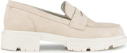 PS Poelman SOPHIE Dames Suède Nubuck Leren Chunky Loafers Mocassins Instappers - Beige Nude - Maat 37