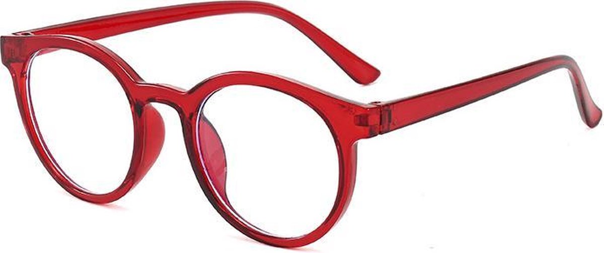 Kinder Computerbril - Anti Blauwlicht Bril - Rond Retro Model - Rood