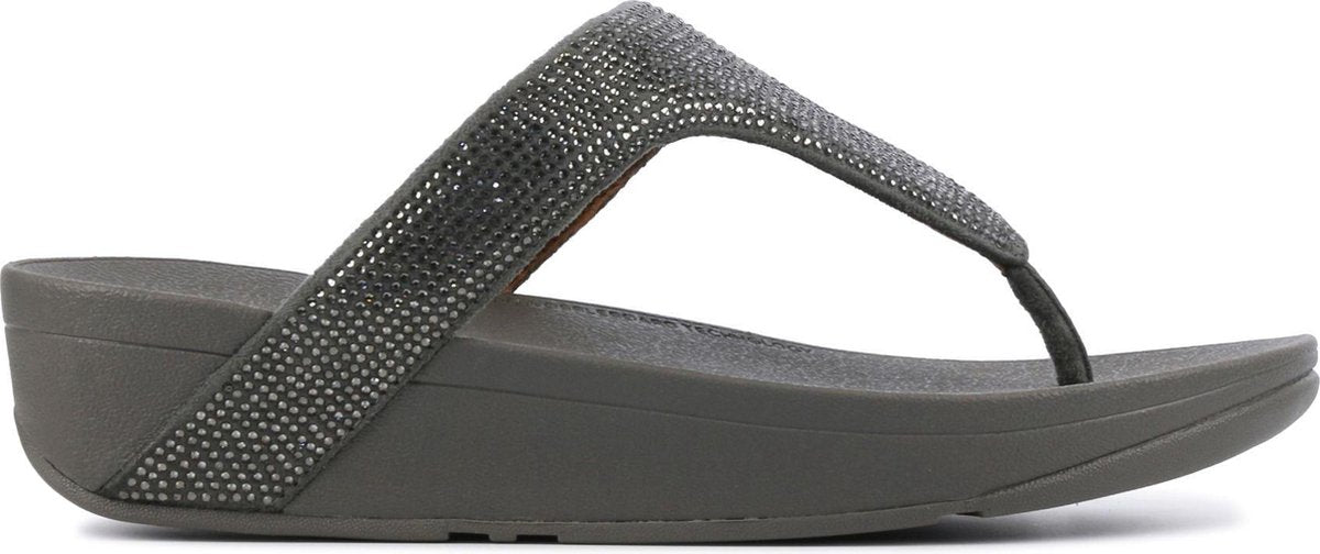 FitFlop  Vrouwen Textiel  Slippers / Damesschoenen / Lottie toe crysta - Grijs - Maat 40