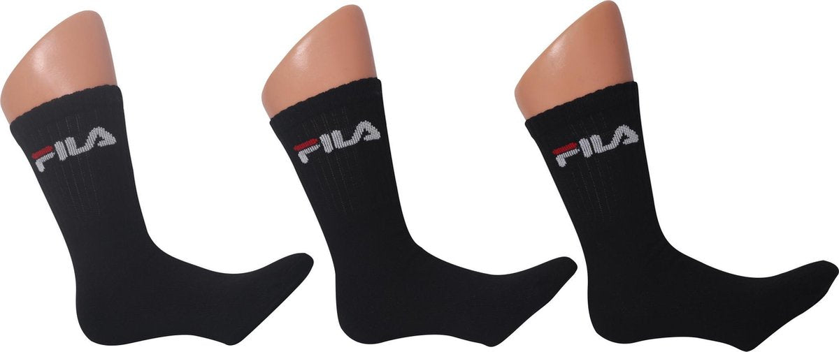 Fila enkel sok | 3-pack | Zwart | Maat 39/42