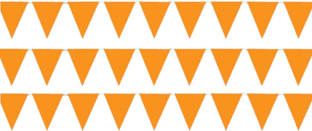 3x stuks sterke oranje vlaggenlijnen 3.5 meter voor binnen en buiten - 12 vlaggetjes - Nederland oranje supporters versiering