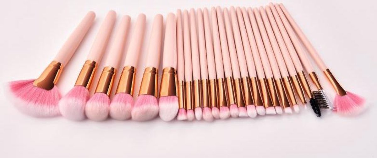 Evvie 24-delige make-up kwastenset - Roze/goud