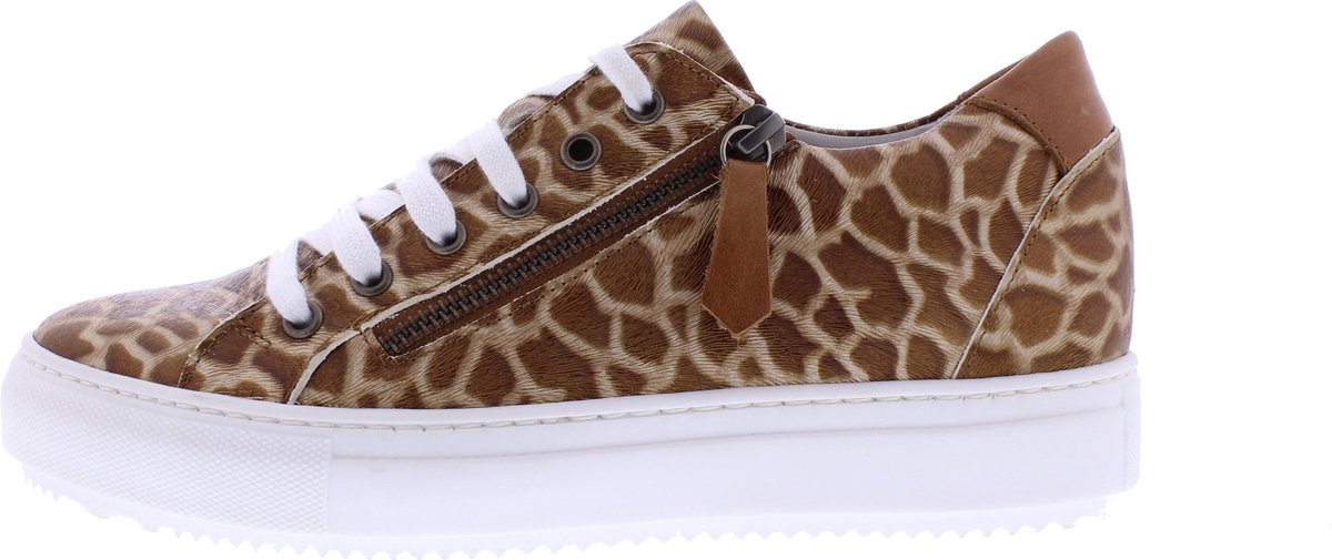 Verhulst-Tara sneaker wijdte H-Bruin-beige giraffe-3024-maat 39