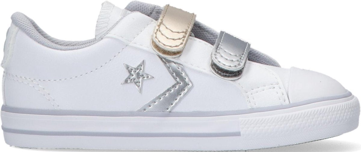Converse Star Player 2v Metallic Lage sneakers - Leren Sneaker - Meisjes - Wit - Maat 21