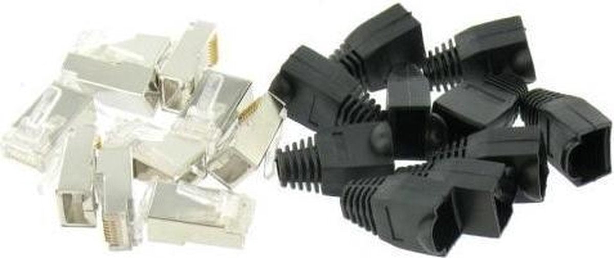 RJ45 Stekker Set  - 10 stuks (10 RJ45 Stekkers + 10 stekker beschermhoesjes)