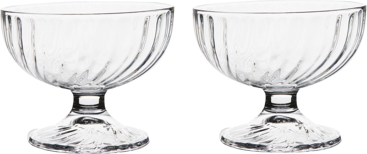 Set van 8x stuks ijs/sorbet coupes op voet van glas 380 ml - Ijscoupe glazen/schaaltjes