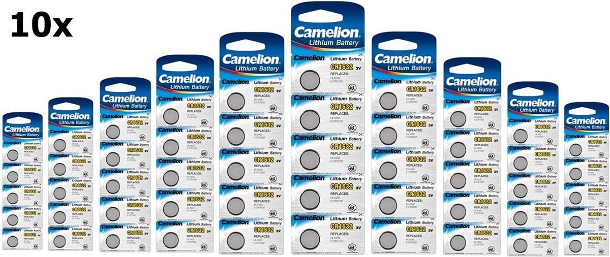 50 Stuks (10 Blister a 5st) Camelion CR1632 125mAh 3V Lithium Knoopcel Batterij
