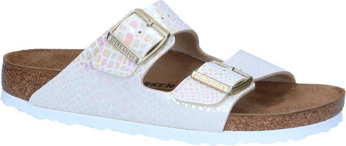 Birkenstock - Arizona - Comfort slippers - Dames - Maat 39 - Wit - Shiny Snake Cream BF
