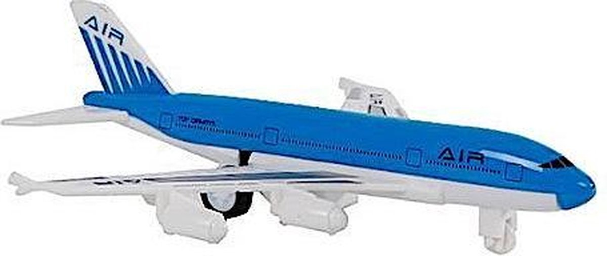2-play Vliegtuig Jongens 14 Cm Die-cast Pull-back Blauw/wit