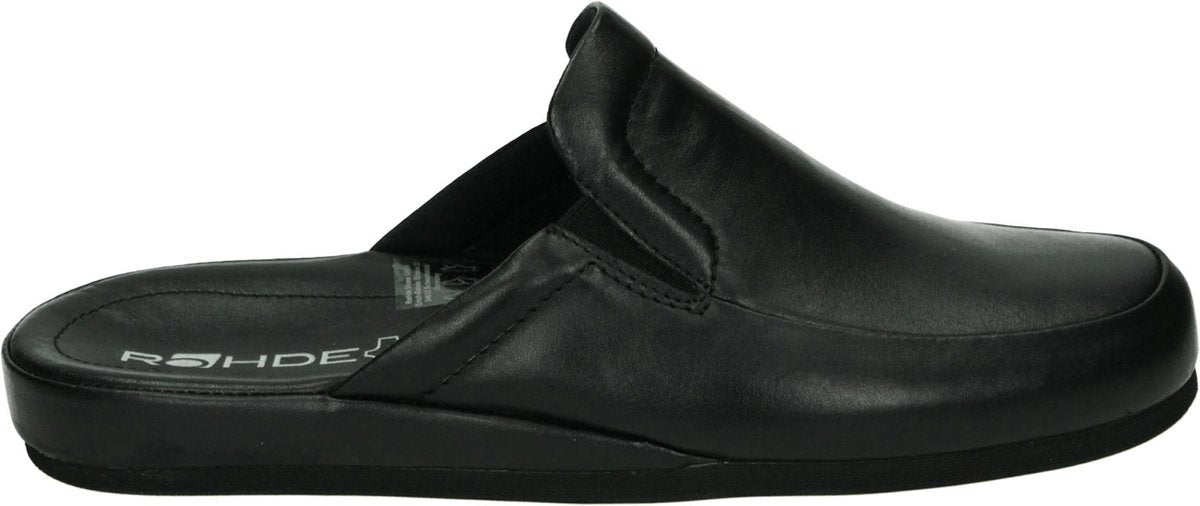 Rohde - heren Pantoffel  - leer - zwart - 6607-90 - Maat 46