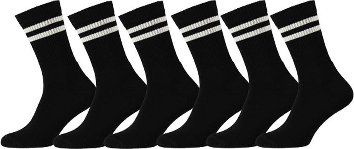 Sportsokken - Sokken heren - Sokken dames - Unisex - Zwart Wit - Maat 36/41 - 6 paar
