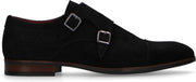 Manfield - Heren - Zwarte suède gespschoenen - Maat 43
