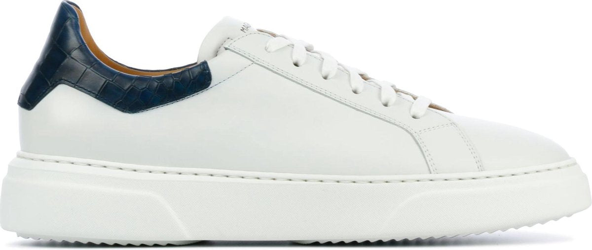 Magnanni Mannen Leren Crocoprint Lage sneakers / Herenschoenen 23825 - Wit - Maat 41