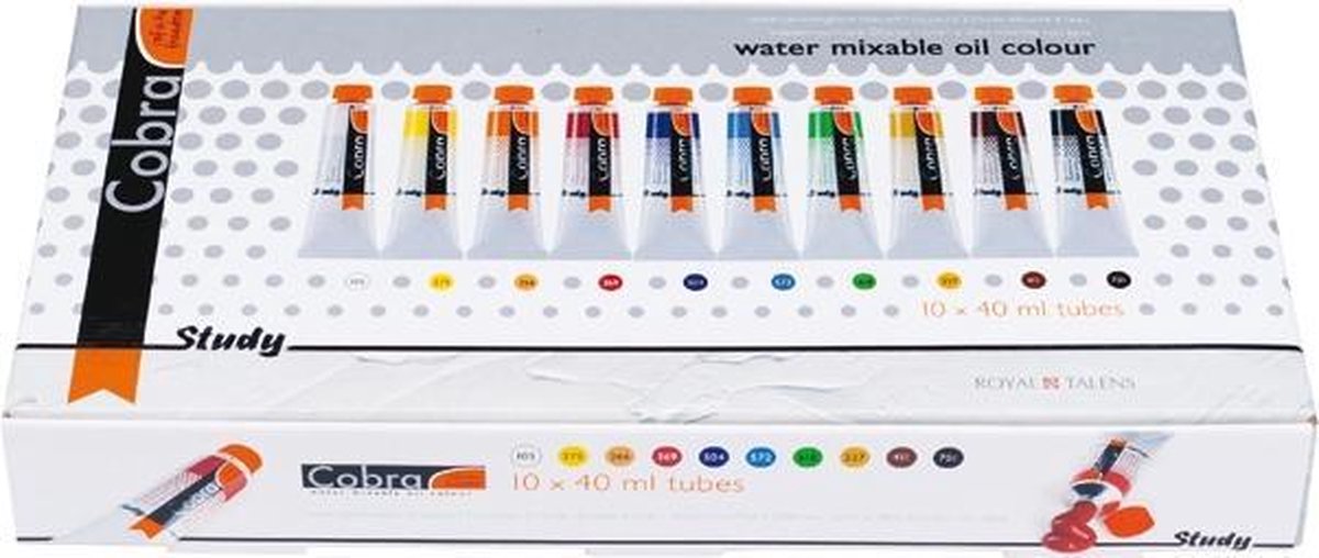 Cobra Study olieverf 10 tubes 40ml - oplosmiddelvrij - watervermengbaar