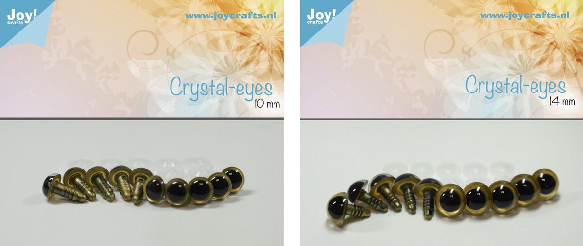 Joy!Crafts / Kristal ogen met sluiting 20 stuks / Crystal-eyes 10x10mm en 10x14mm / Dierenogen