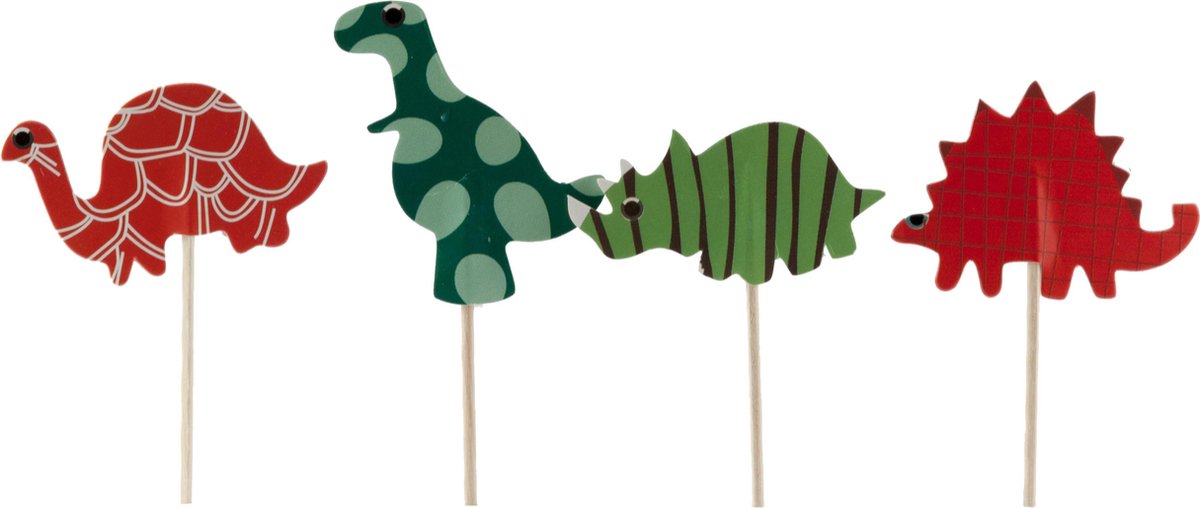 dinosaurus | 24 stuks | cocktail prikker | cupcake decoratie | prikkers met versiering | taartversiering