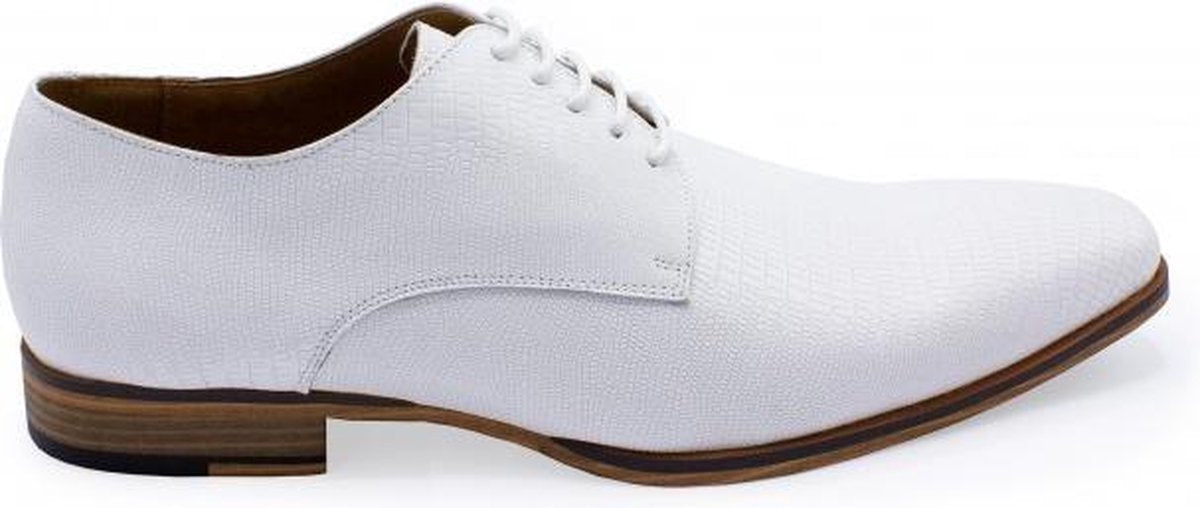 GENTS | Schoenen Heren | Nette Veterschoen leer structuur wit 0055 Maat 46