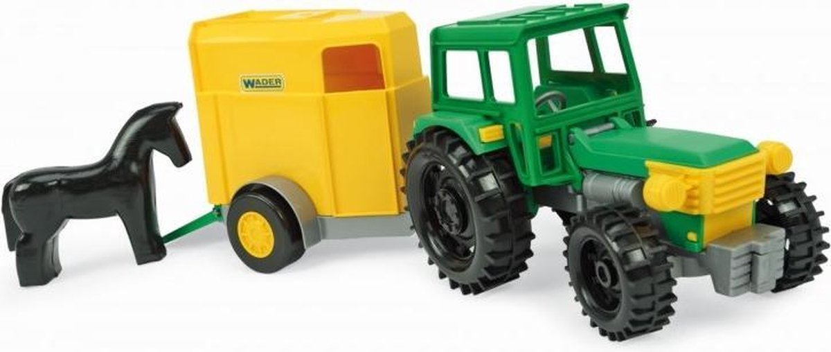 Wader Tractor Met Trailer 36 Cm Geel
