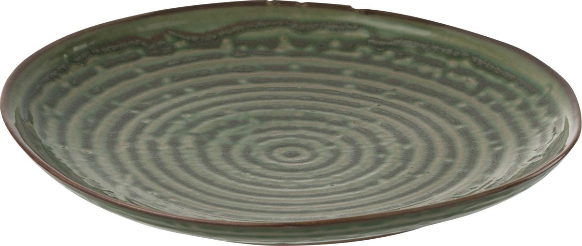 J-Line Bord Cirkels Porselein Groen Small