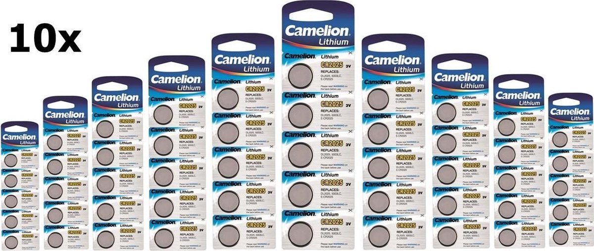 50 Stuks (10 Blisters a 5st) - Camelion CR2025 3v lithium knoopcel batterij