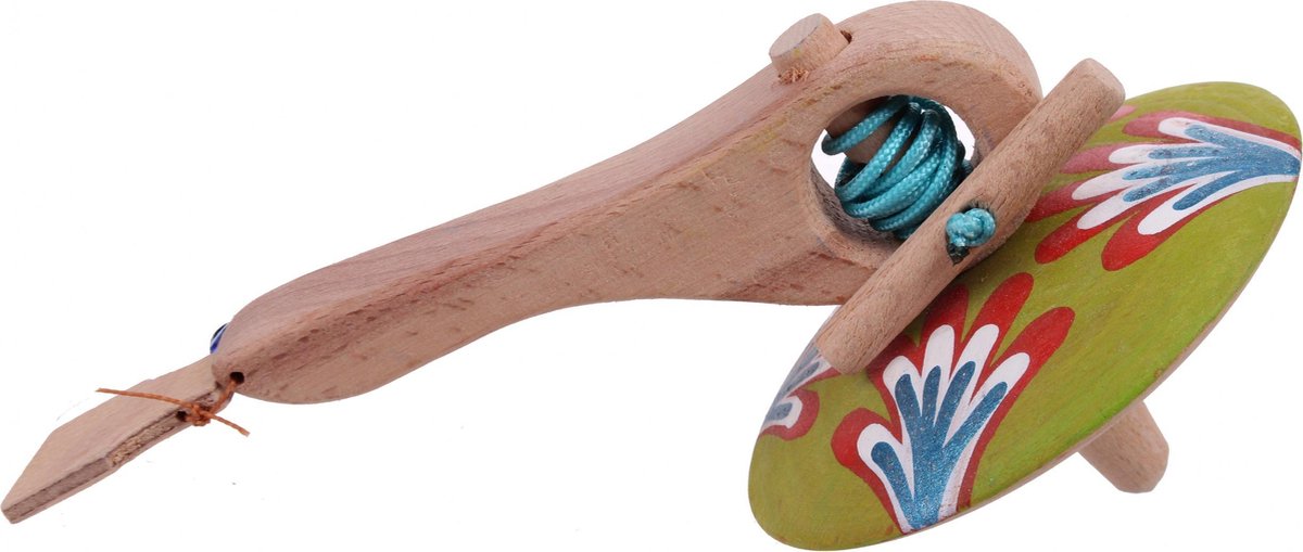 Mamatoyz Spinningtol Hout 16 Cm Lime/blauw