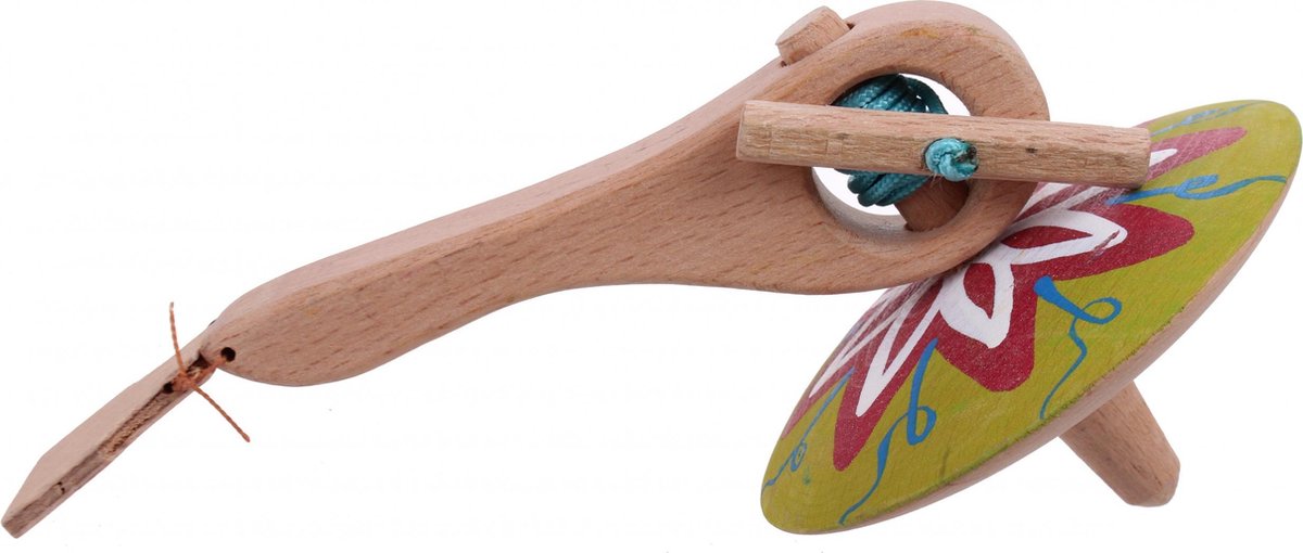 Mamatoyz Spinningtol Hout 16 Cm Lime/rood