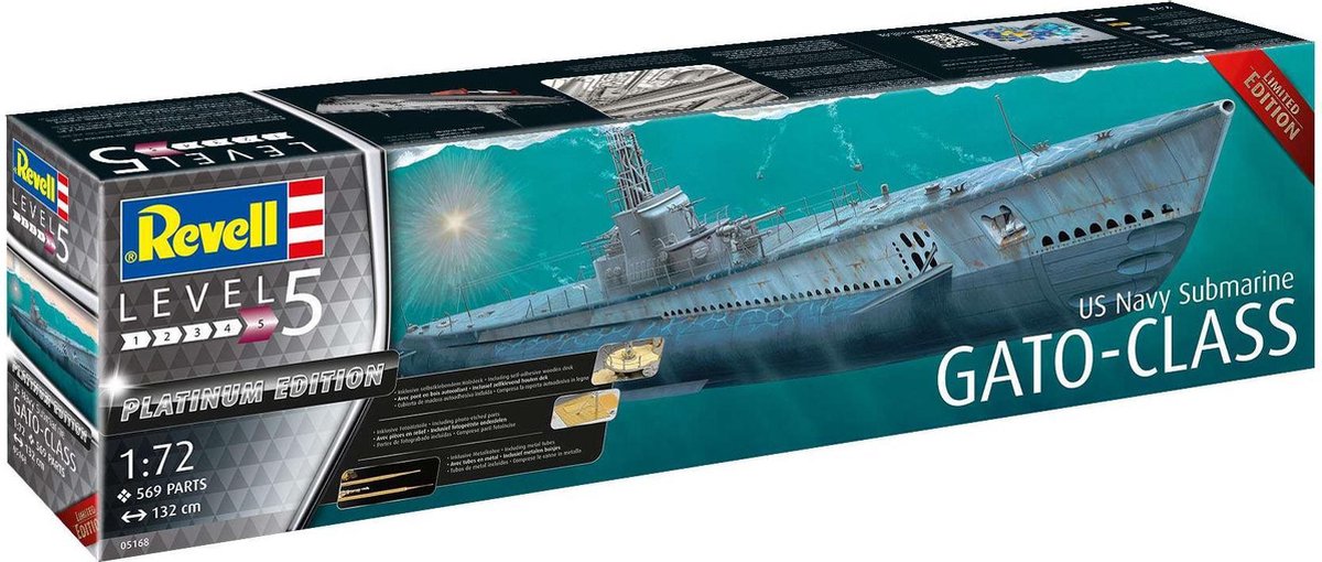 1:72 Revell 05168 US Navy Submarine GATO-CLASS - Platinum Edition! Plastic kit