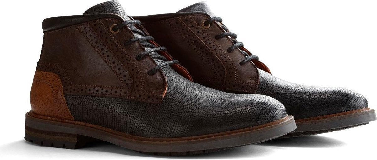 Travelin Backhill - Halfhoge leren veterschoen - Blauw/Bruin - Maat 46