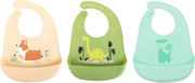 3 pack jongens siliconen slabbetjes met opvangbak - hondje - dinosaurus |BPA - Vrij | Waterproof - Waterdichte slabbetjes | Baby en Peuter Slabbetje