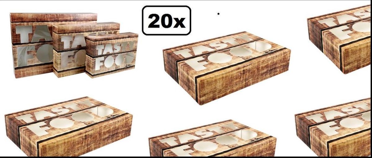 20x Cateringdoos Tastyfood karton 557x376x80mm Incl. Aluminium schalen
