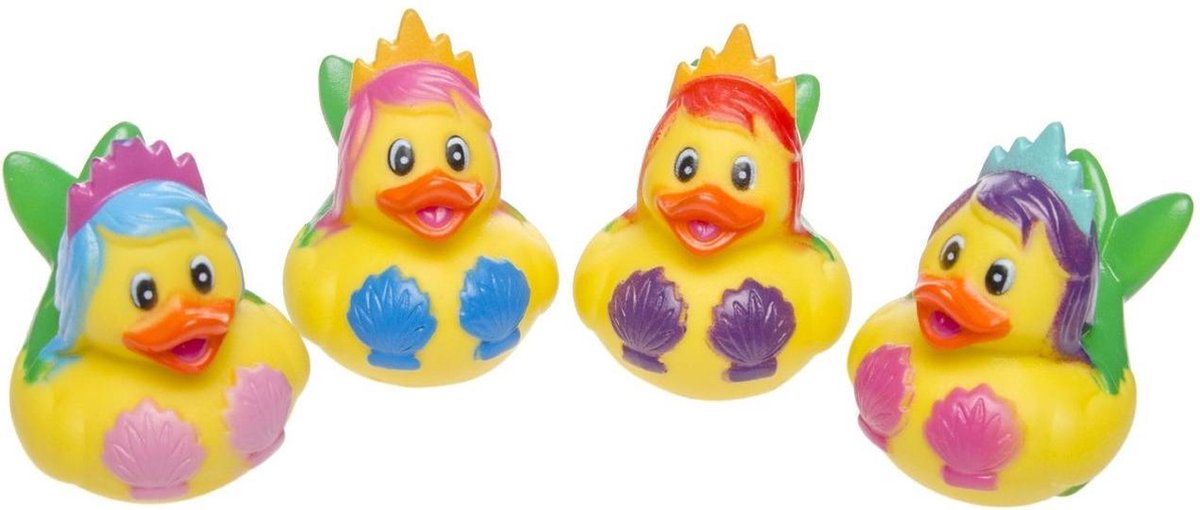 4x Badeend zeemeerminnen badspeelgoed 5 cm - Speelgoed - Badspeeltjes - Badeendjes