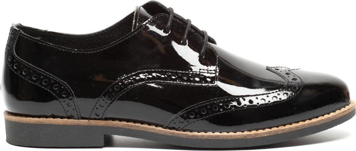 Manfield - Dames - Lak zwarte brogues - Maat 37