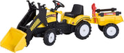 HOMCOM Loopwagen tractor met frontlader en aanhanger zwart/geel