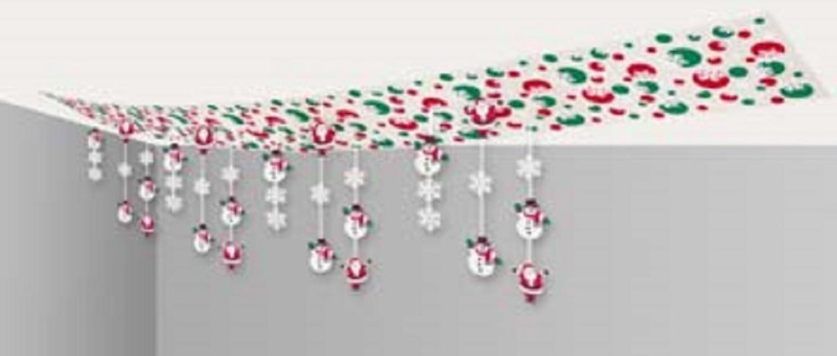 plafond decoratie - sneeuwpop en kerstman - 365 cm