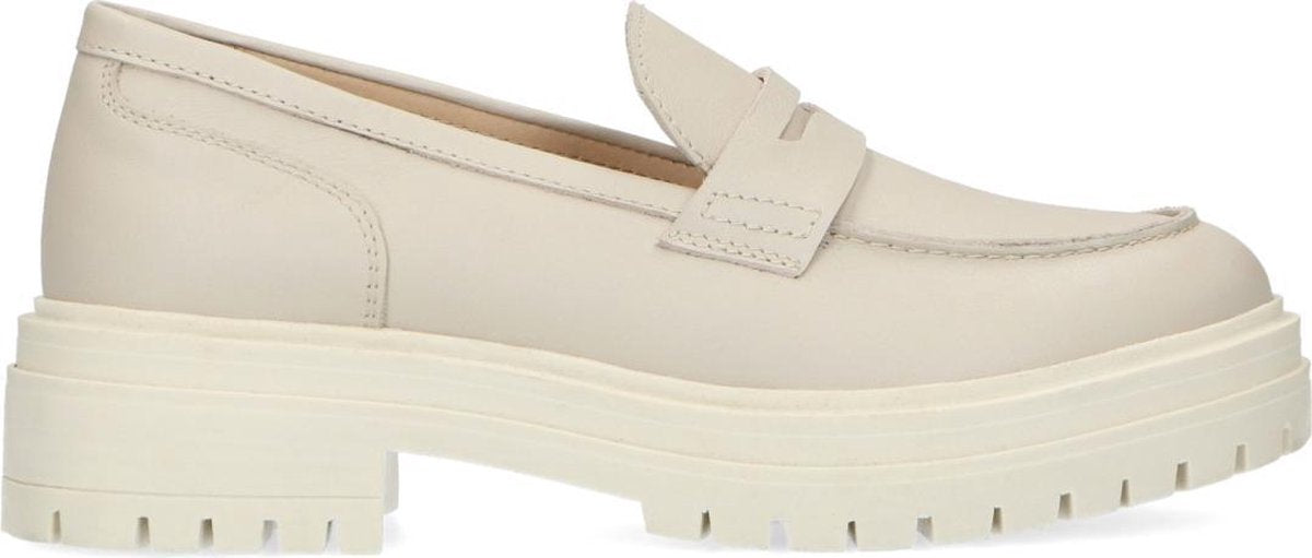 Manfield - Dames - Beige leren loafers - Maat 41