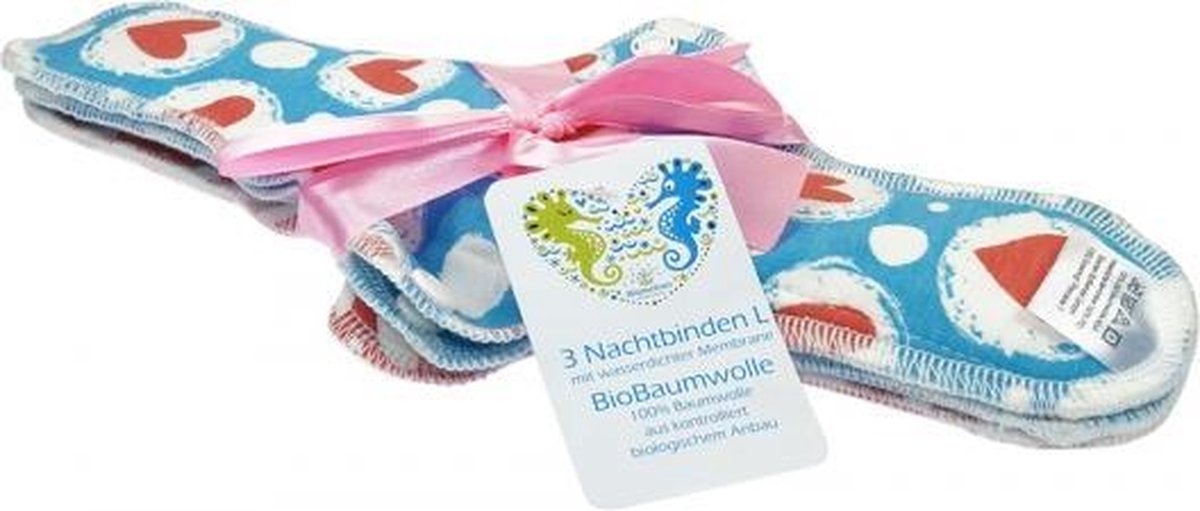 Wasbaar maandverband – organisch katoen | LARGE - 30x5cm |3 stuks