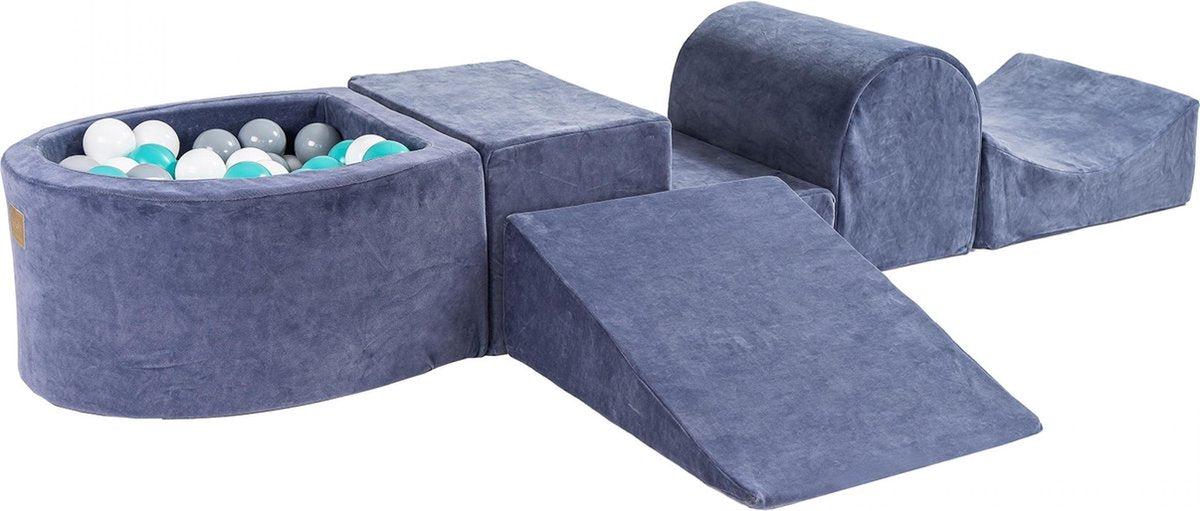 Foam Speelset met ballenbak Donker Blauw incl 100 ballen: Wit