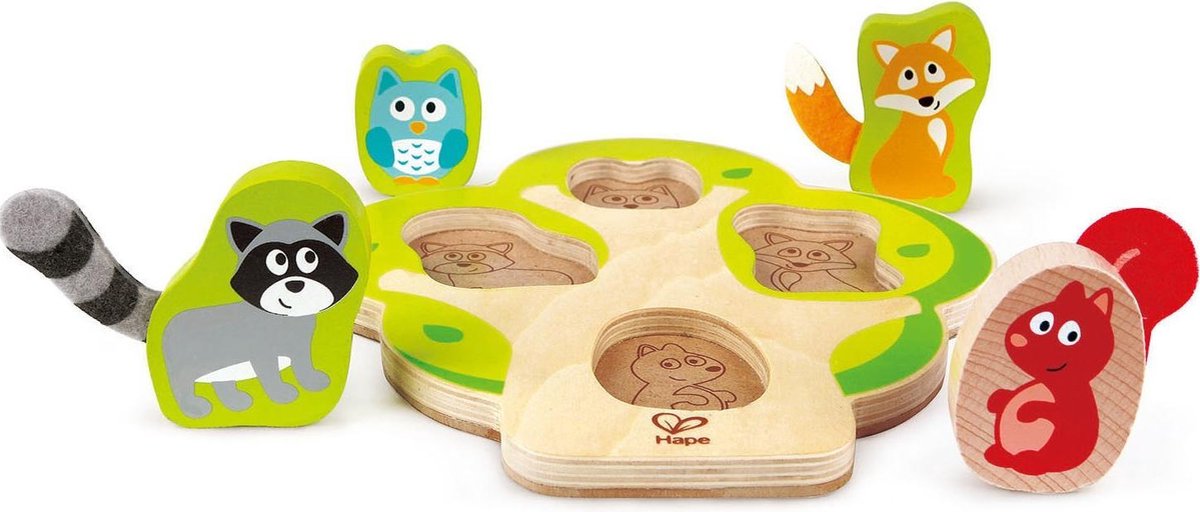 Hape Vormenpuzzel Who's In The Tree Junior Hout 4 Stukjes