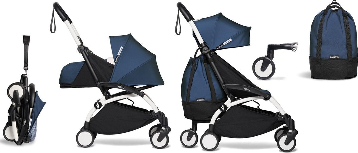Babyzen YOYO² buggy COMPLEET vanaf de geboorte en inclusief YOYO Bag -  AirFrance met frame wit