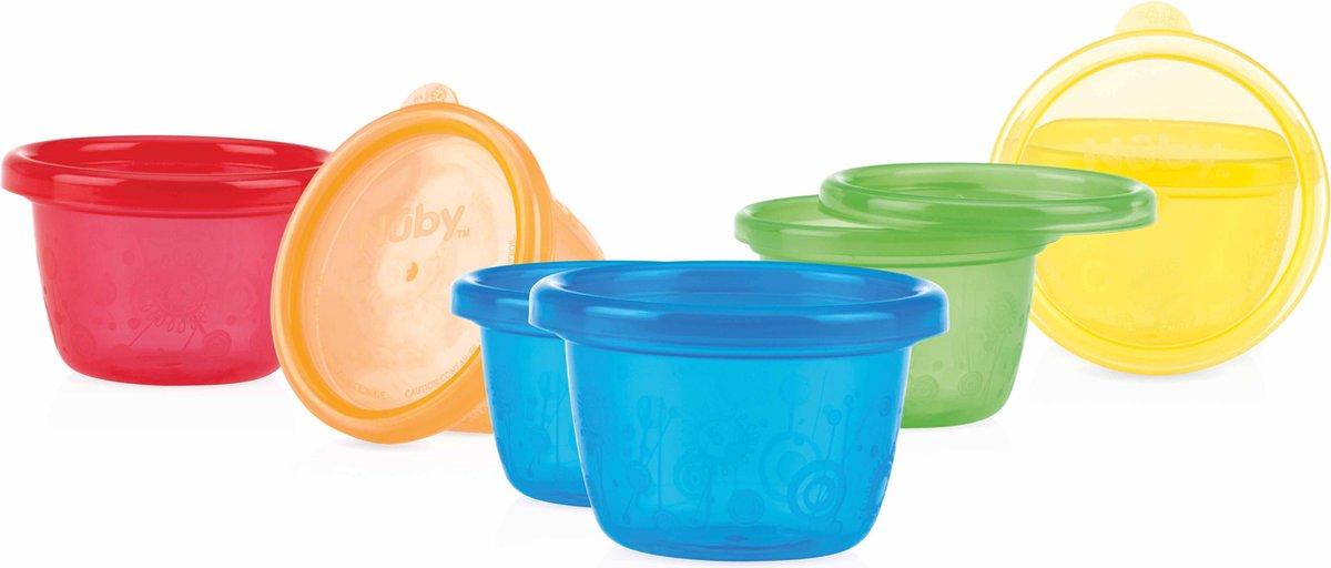 Nûby - Herbruikbare Kommetjes En Deksels - Verschillende kleuren