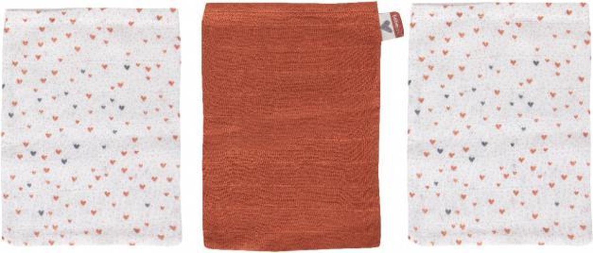 bébé-jou Fabulous Hydrofiel washand 3 stuks - Hearts