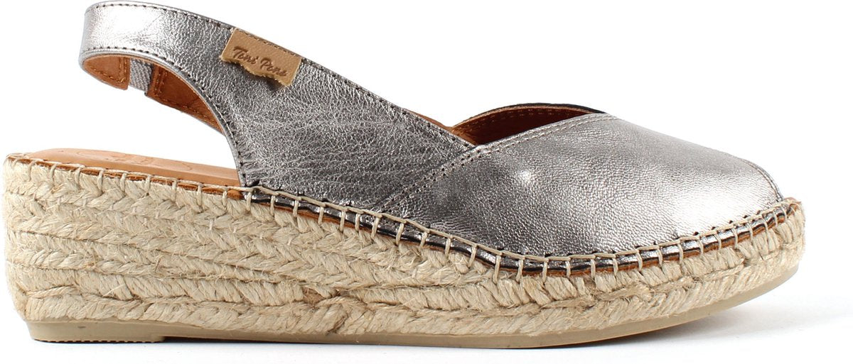 Toni Pons Bernia-P Dames Espadrilles Sleehak Leer Zilver - maat 42