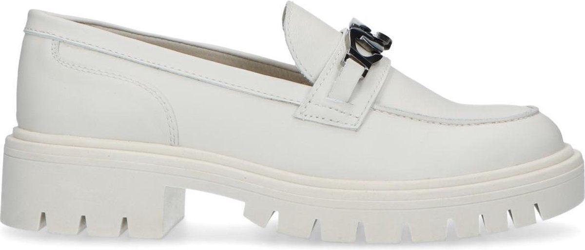 Sacha - Dames - Beige loafers met zilverkleurige chain - Maat 40