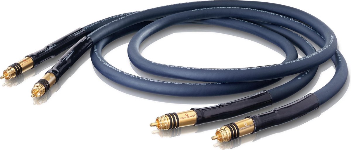 Oehlbach XXL® Series 1 Cinch Audio Aansluitkabel [2x Cinch-stekker - 2x Cinch-stekker] 0.50 m Blauw Vergulde steekcontacten