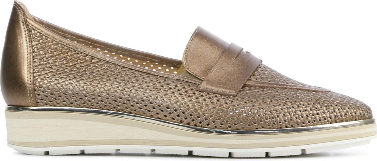Softwaves Vrouwen Leren Instapschoenen / Damesschoenen / Instapper 7.63.26 - Brons - Maat  38