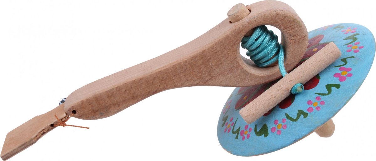 Mamatoyz Spinningtol Hout 16 Cm Lichtblauw