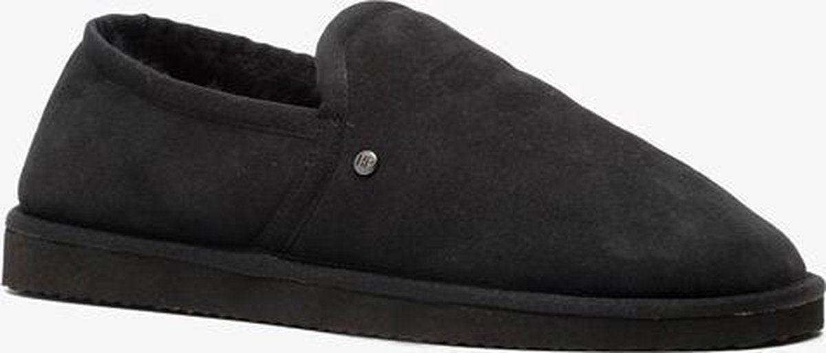 Hush Puppies suede heren pantoffels met lamsvacht - Zwart - Maat 47
